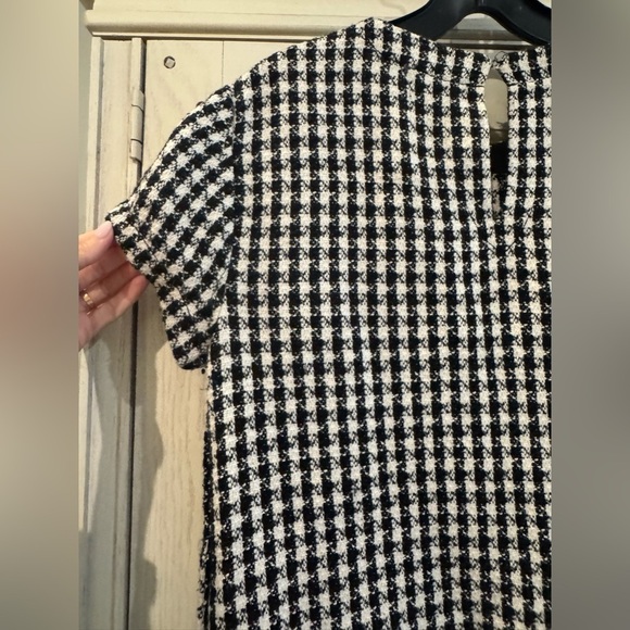 Anthropologie Maeve Townsend Black White Houndstooth Short Sleeve Top Boxy Sz 2 - Picture 10 of 16